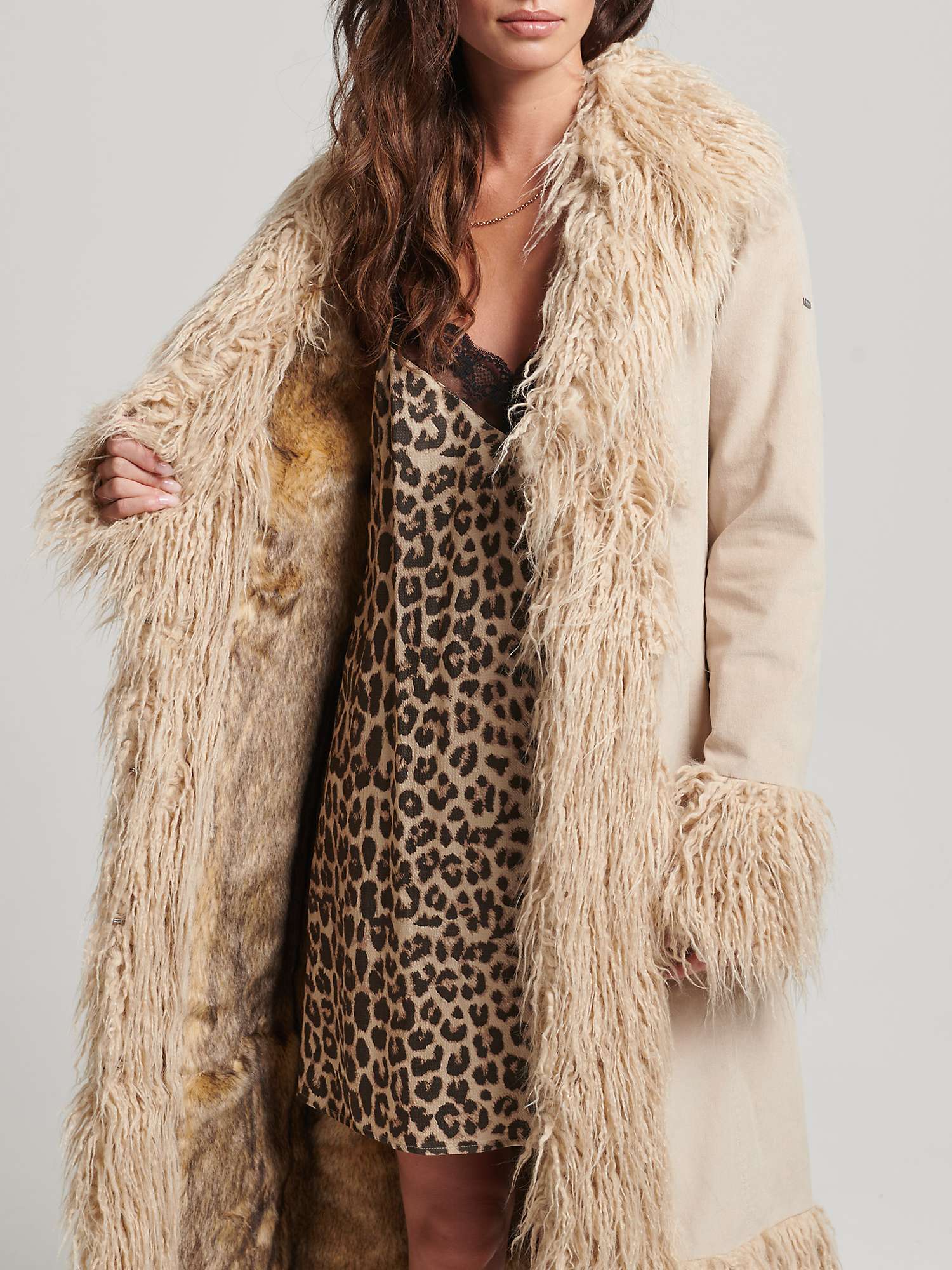 Buy Superdry Faux Fur Lined Longline Afghan Coat Online at johnlewis.com