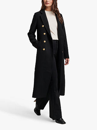 Superdry Long Military Wool Coat, Black