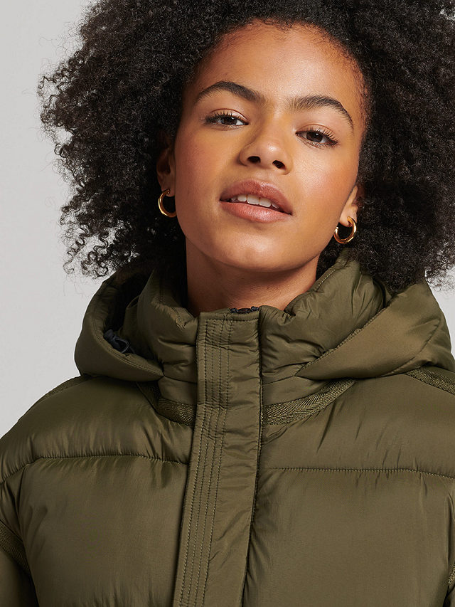 Superdry XPD Cocoon Padded Parka Jacket, Olive, 8