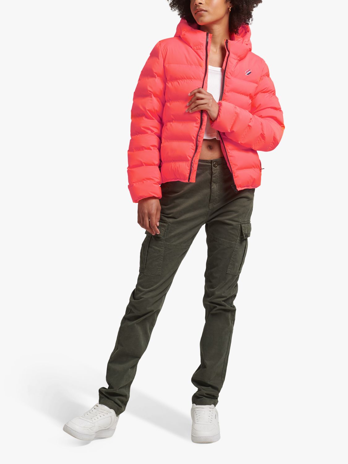 Superdry Heat Sealed Padded Jacket, Hyper Fire Coral, 8