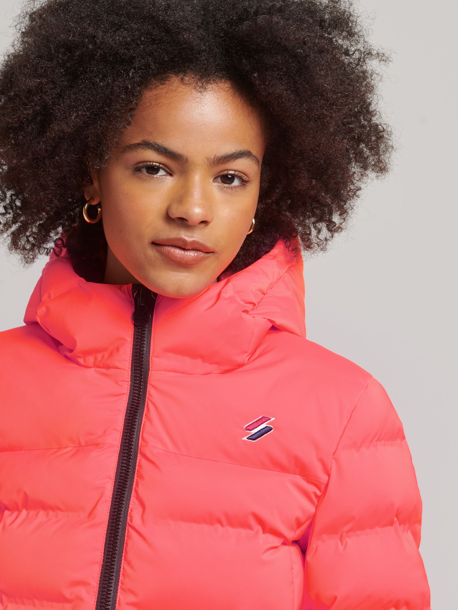 Superdry Heat Sealed Padded Jacket, Hyper Fire Coral, 8