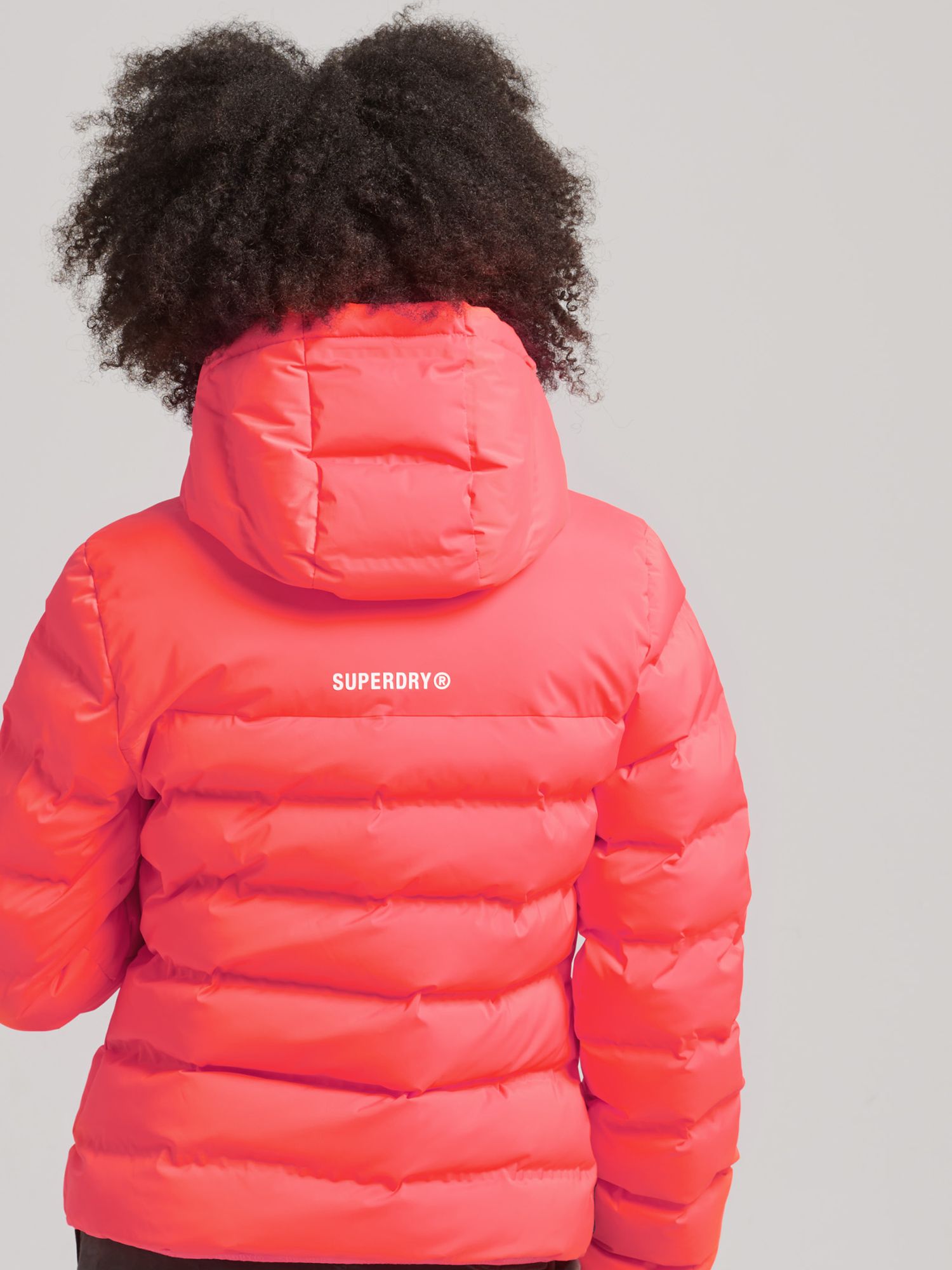 Superdry Heat Sealed Padded Jacket, Hyper Fire Coral at John Lewis ...