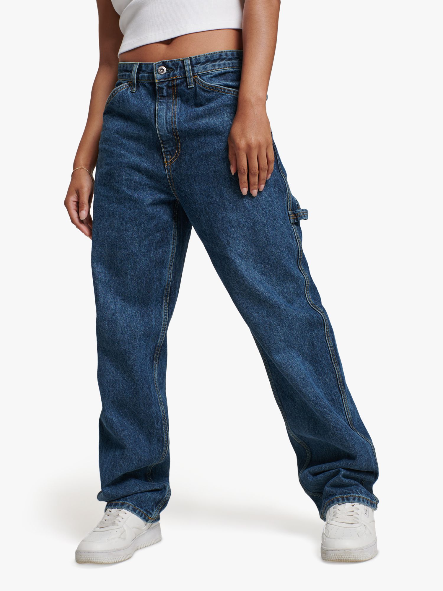 Superdry Organic Cotton Vintage Carpenter Jeans, Palms Dark Blue, W28/L30