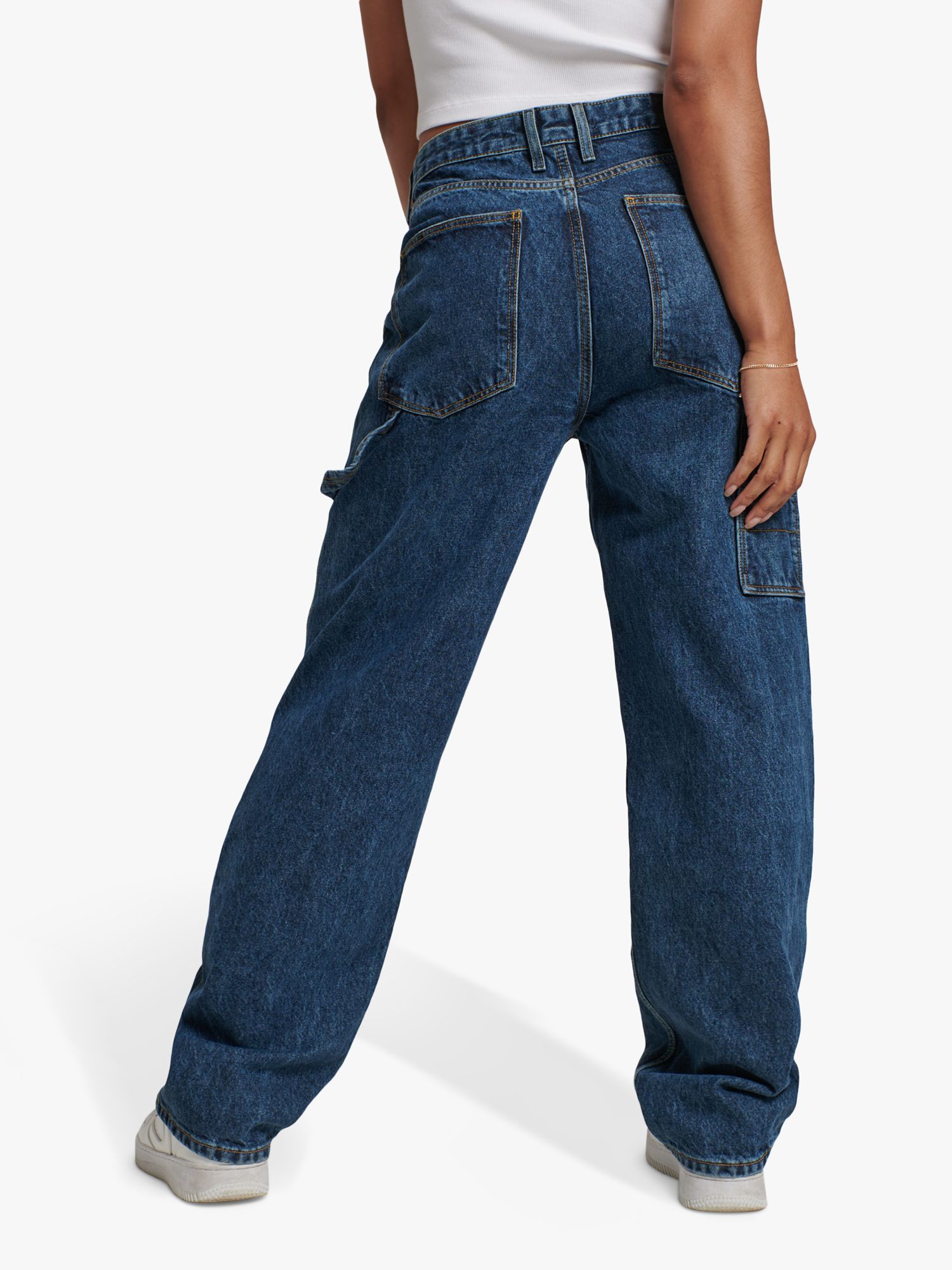 Superdry Organic Cotton Vintage Carpenter Jeans, Palms Dark Blue at ...