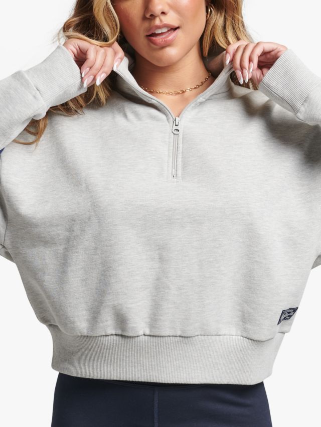 Cropped half zip sweatshirt sale