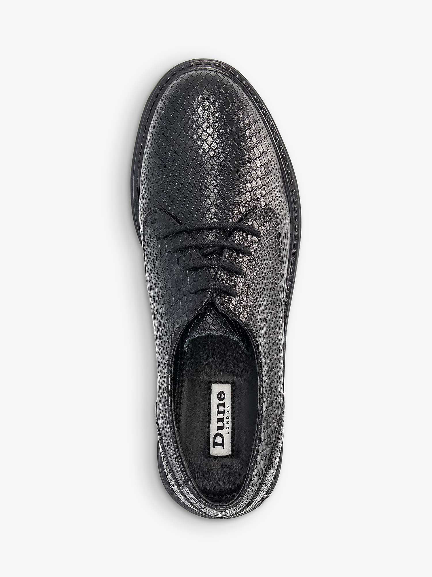 Dune Leather Reptile-Effect Leather Lace-Up Shoes, Black at John Lewis ...