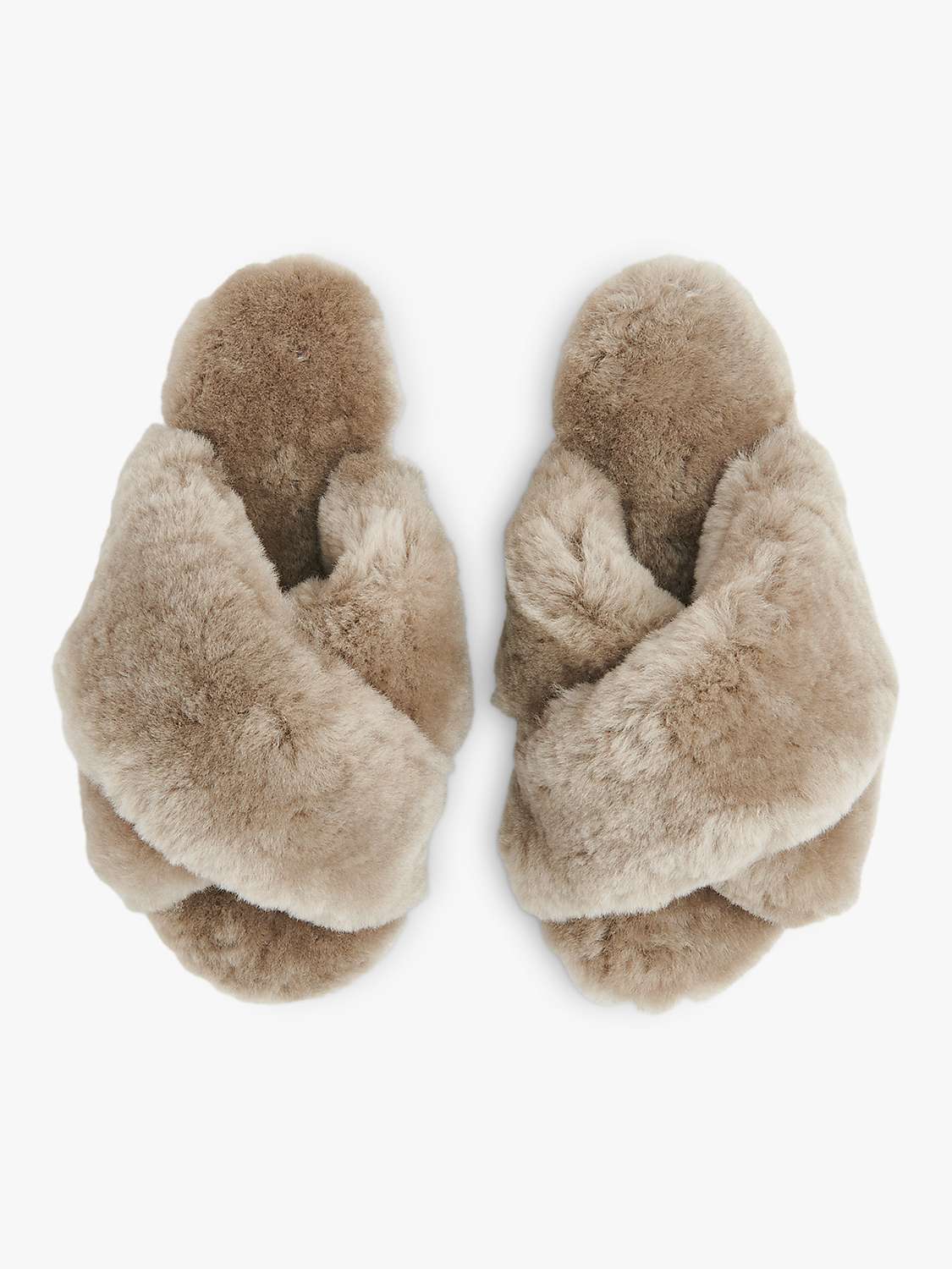 Buy Whistles Macy Sheepskin Cross Strap Slippers, Taupe Online at johnlewis.com