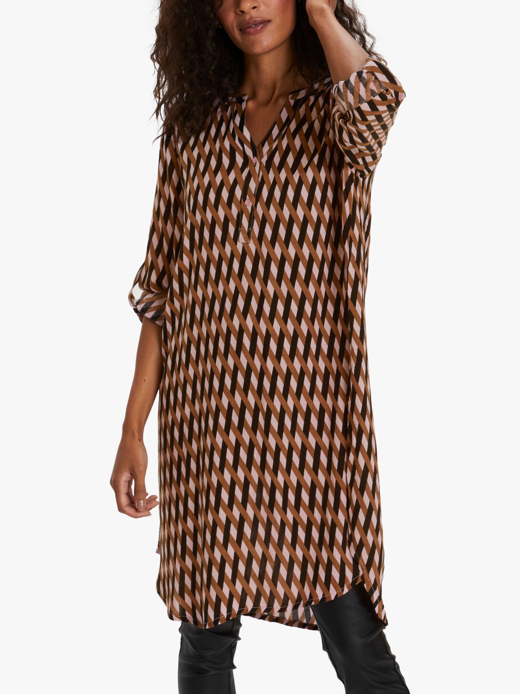 Buy KAFFE Marane Geometric Print Shirt Dress, Candy Pink/Multi Online at johnlewis.com