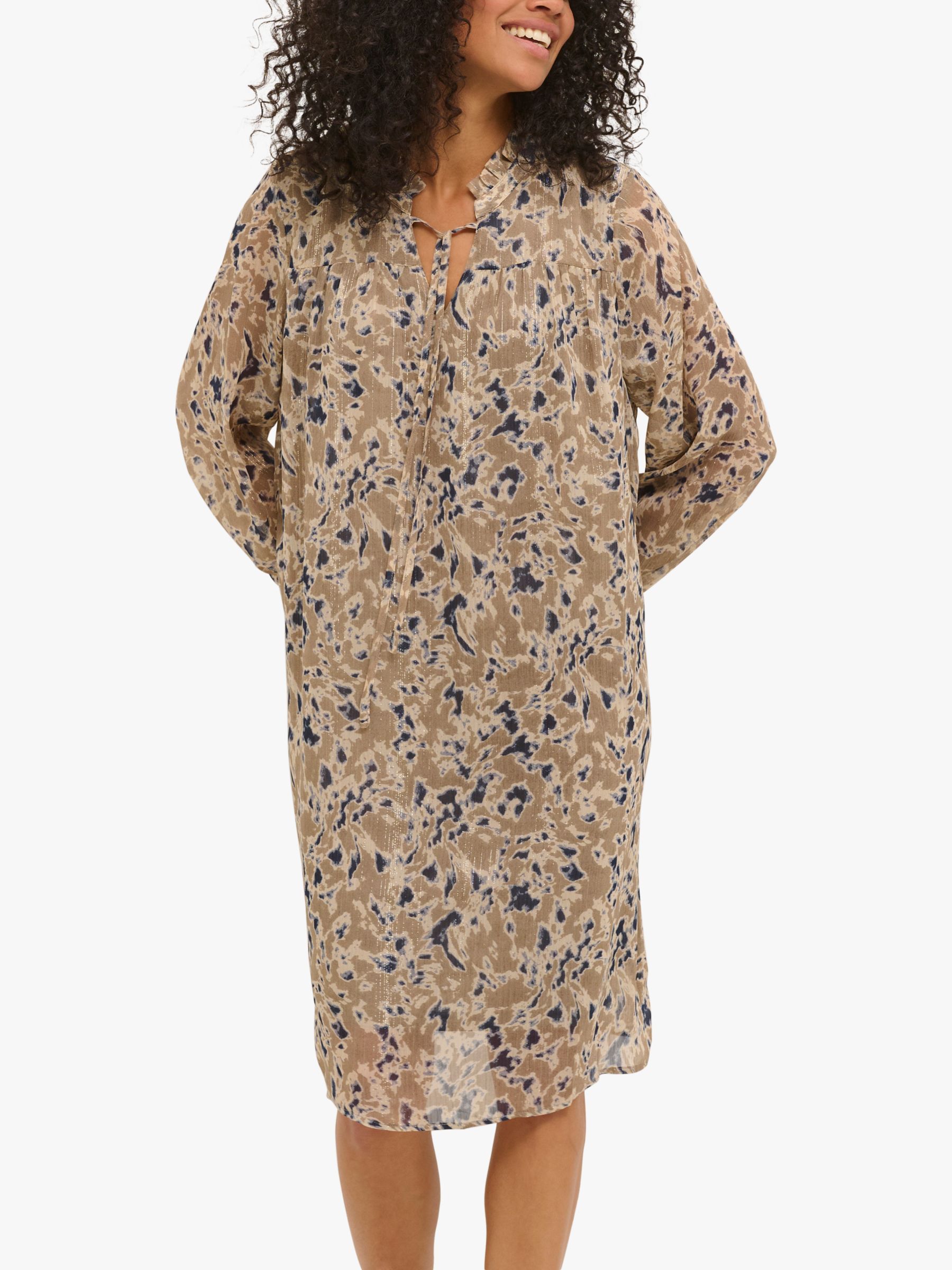 Buy KAFFE Sunda Abstract Knee Length Dress, Fallen Rock/Blue Online at johnlewis.com