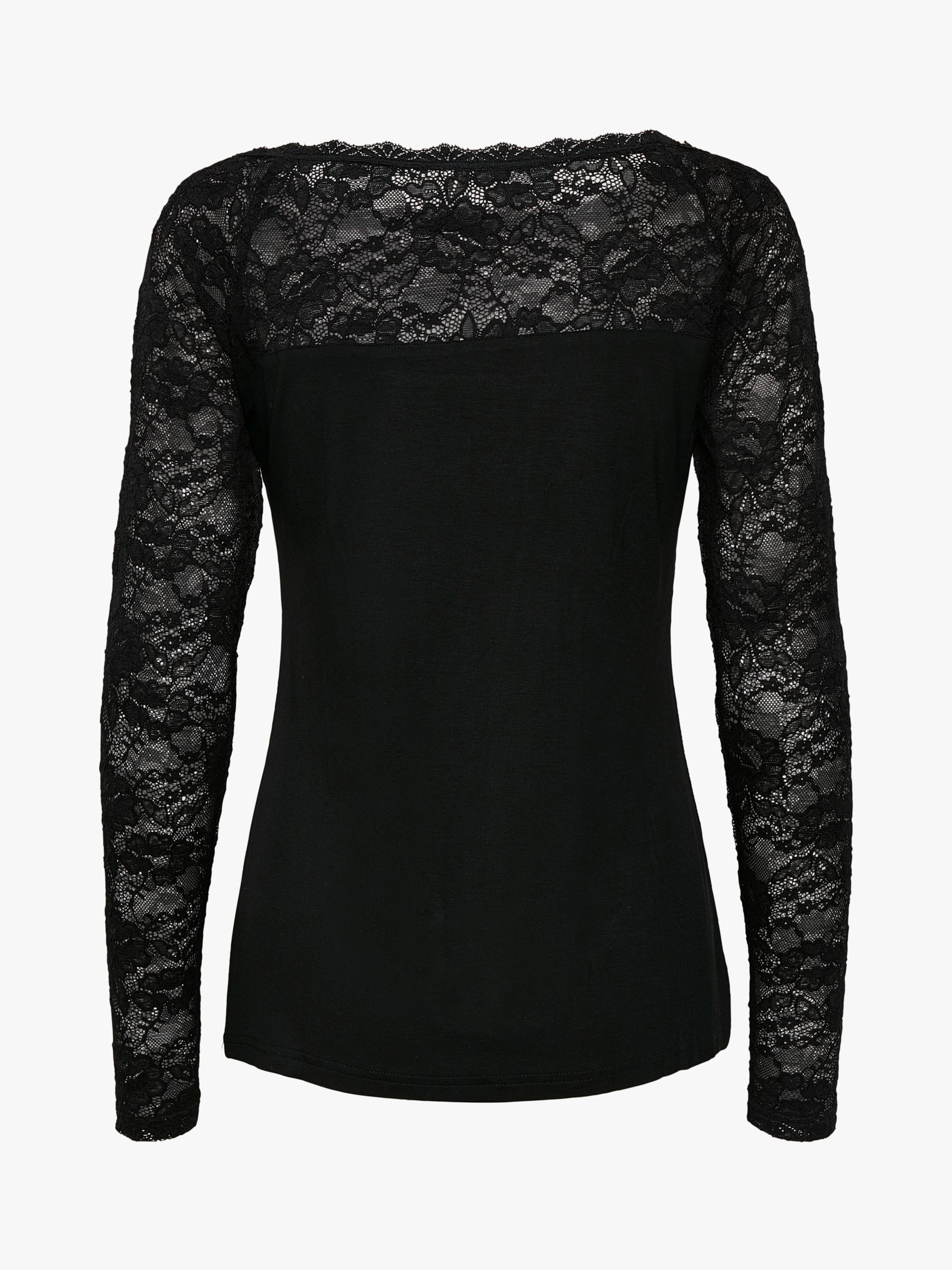 KAFFE Long Sleeve Lace Blouse, Deep Black at John Lewis & Partners