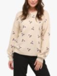 KAFFE Josie Embroidered Knit Pullover Jumper, Sand Melange