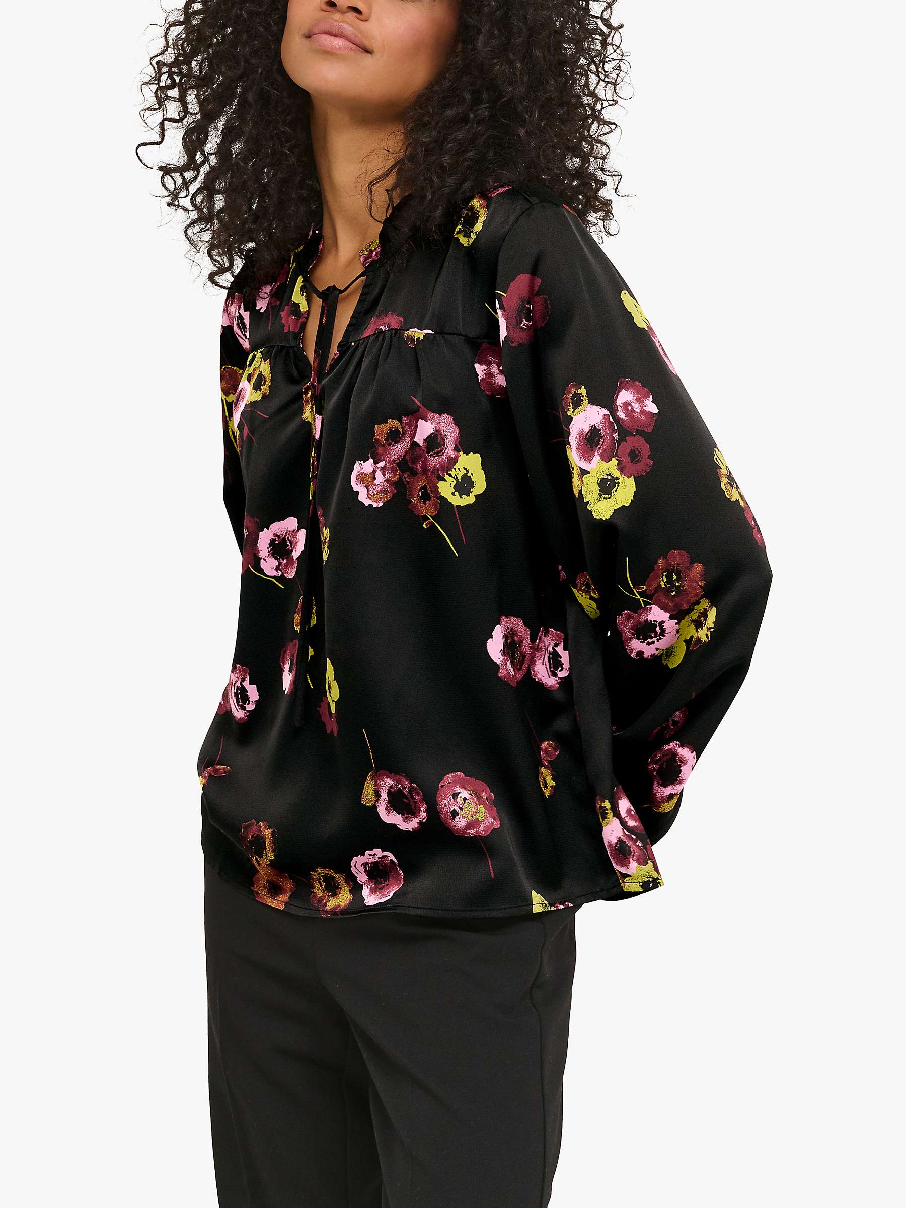 Buy KAFFE Donna Floral Blouse, Deep Black/Multi Online at johnlewis.com