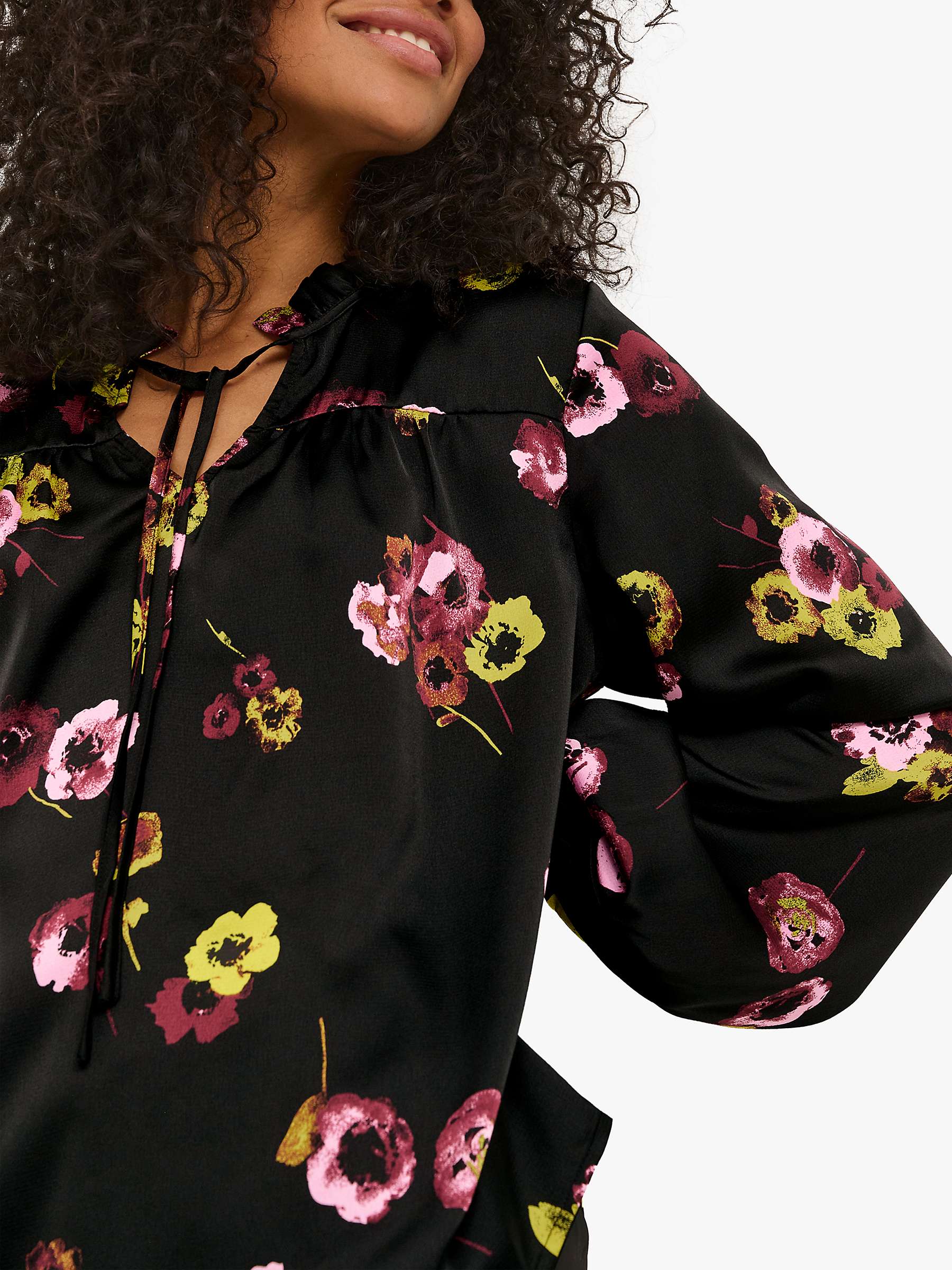 Buy KAFFE Donna Floral Blouse, Deep Black/Multi Online at johnlewis.com