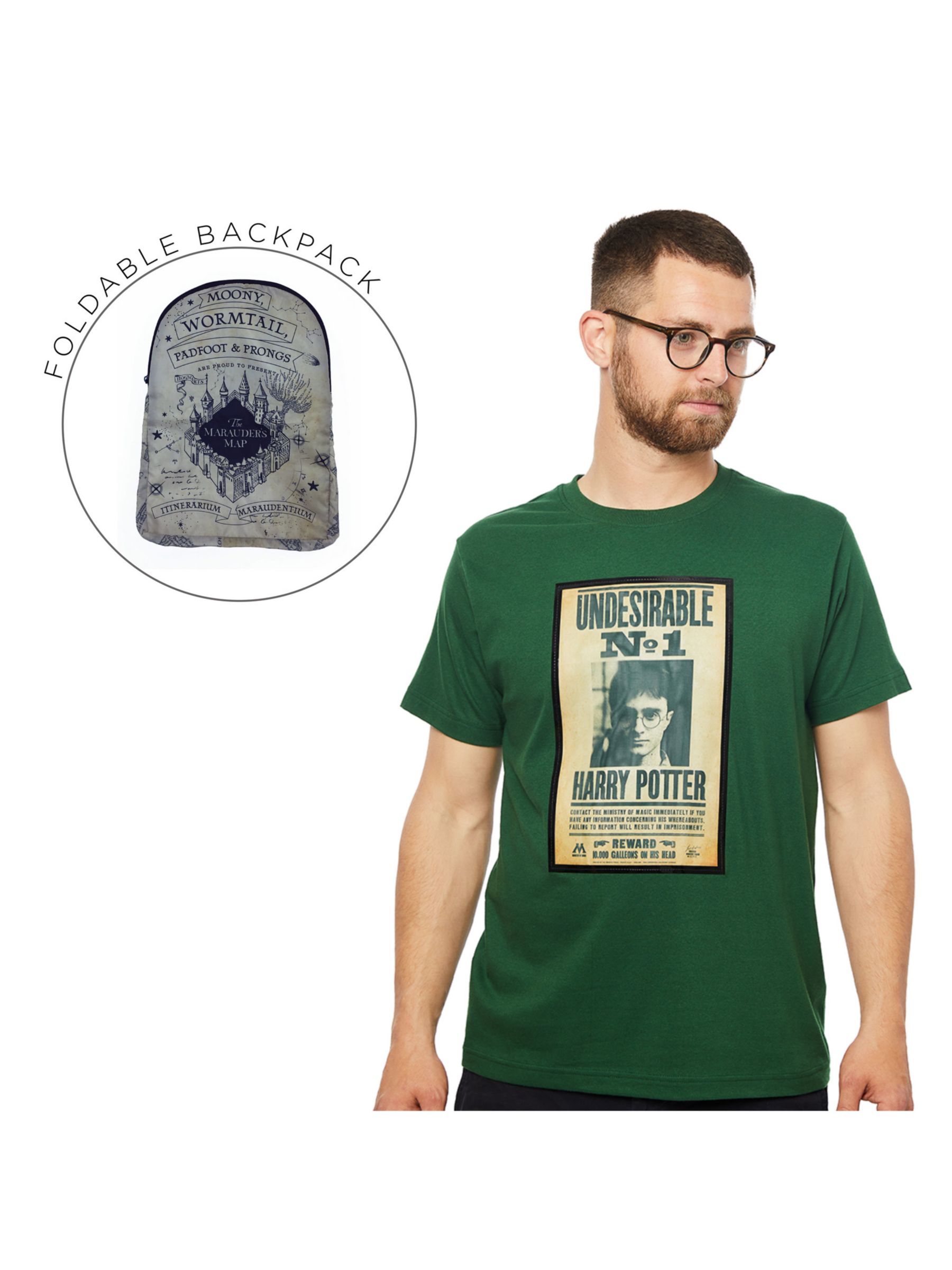 Fabric Flavours Harry Potter T-Shirt, Green, S