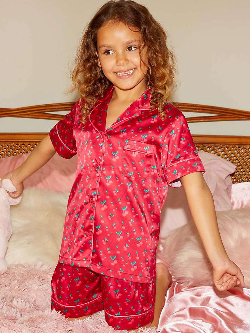 Buy Chi Chi London Kids' Cherry Print Shortie Pyjama Set, Red Online at johnlewis.com