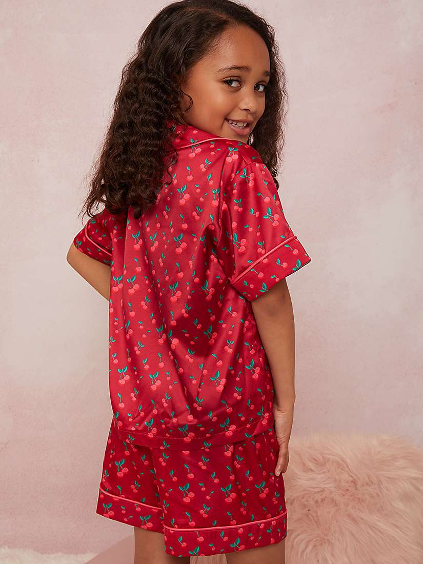 Buy Chi Chi London Kids' Cherry Print Shortie Pyjama Set, Red Online at johnlewis.com