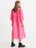 Lollys Laundry Marion Balloon Sleeve Midi Dress, Neon Pink