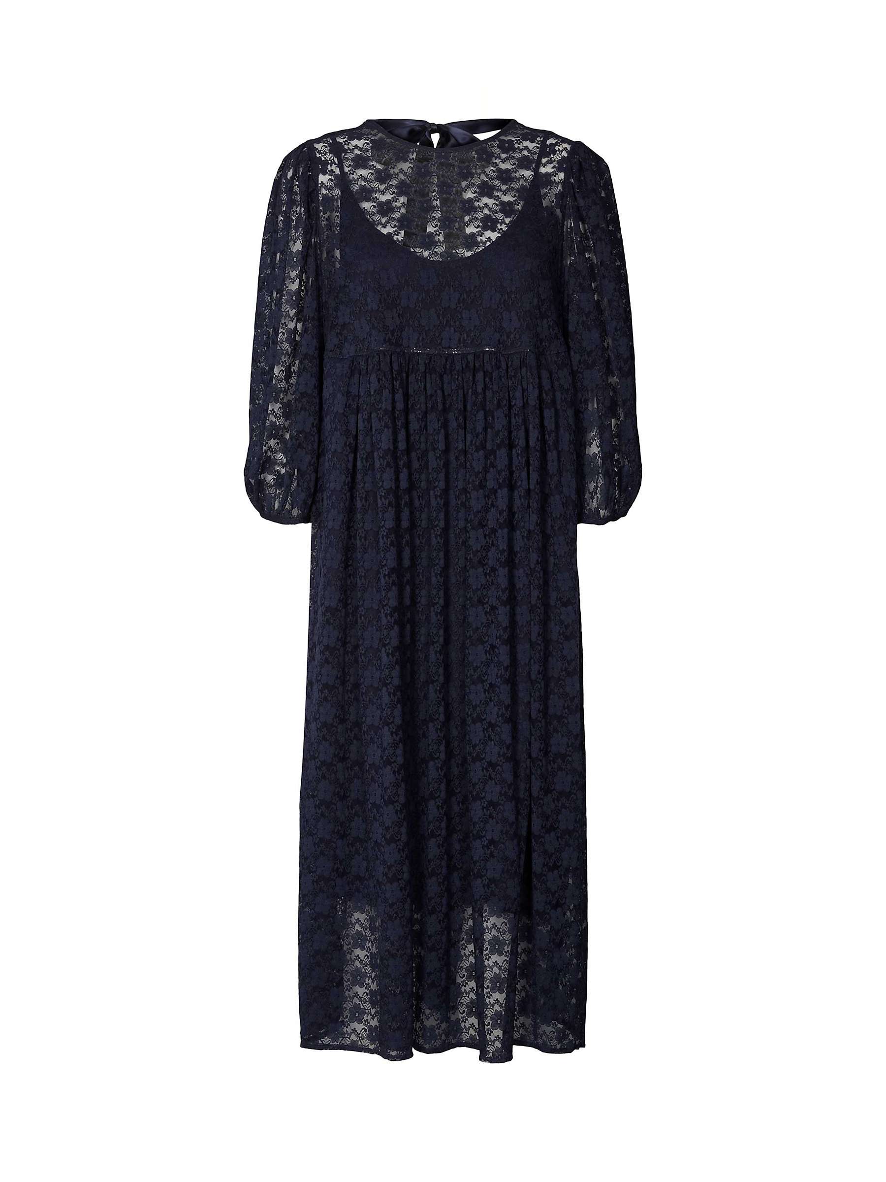 Buy Lollys Laundry Marion Lace Midi Dress, Dark Blue Online at johnlewis.com