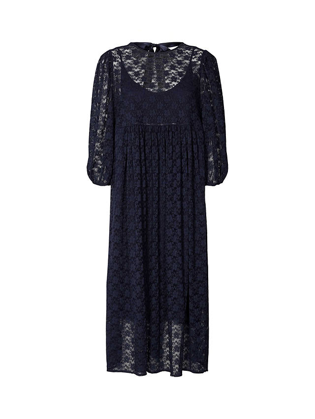 Lollys Laundry Marion Lace Midi Dress, Dark Blue