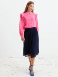 Lollys Laundry Alexis Frill Detail Blouse, Neon Pink