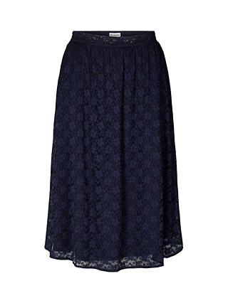 Lollys Laundry Ella Lace Midi Skirt, Dark Blue