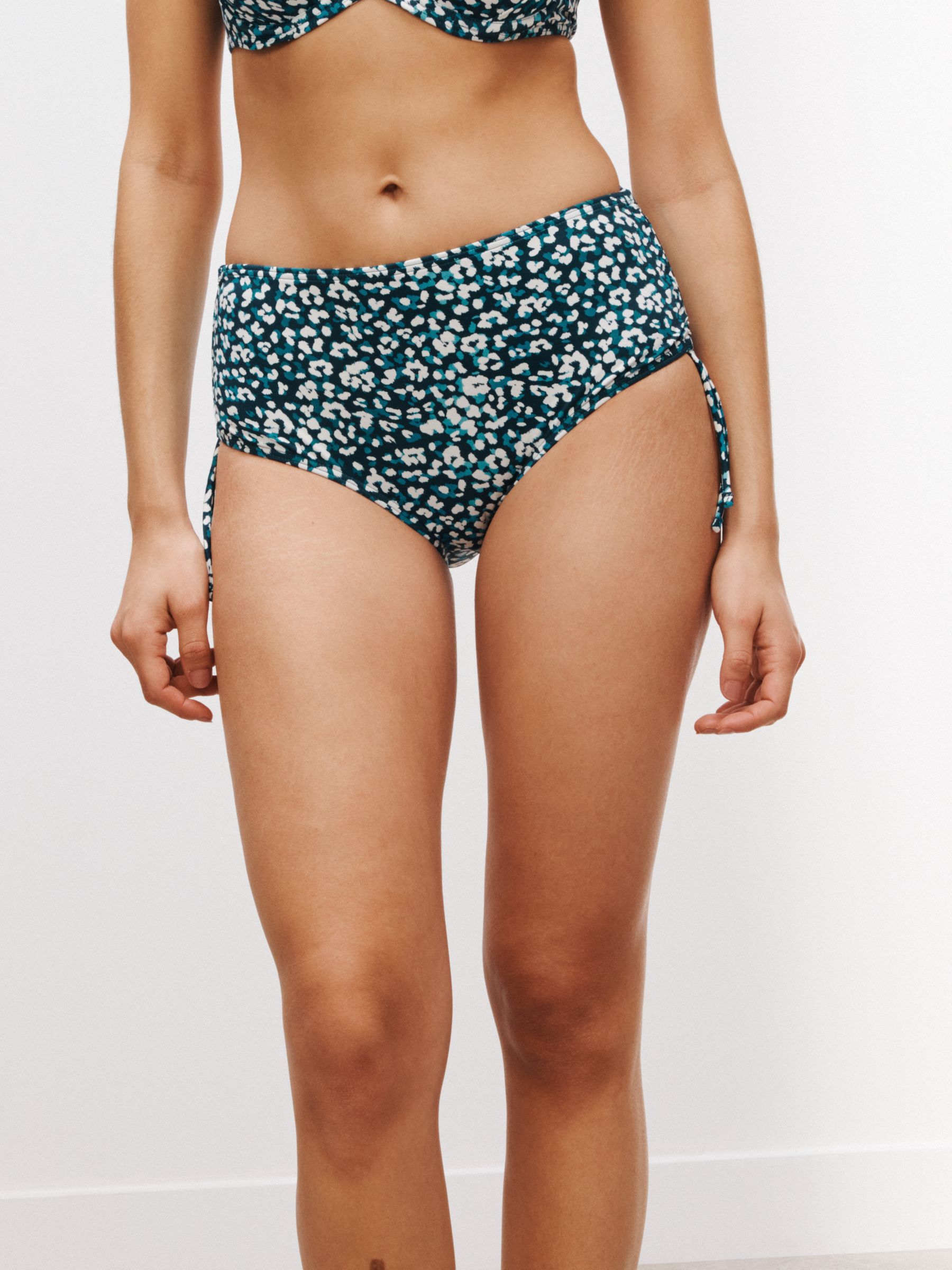Buy John Lewis Rio Ruched Bikini Shorts, Navy/Turquoise Online at johnlewis.com