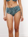 John Lewis Rio Ruched Bikini Shorts, Navy/Turquoise