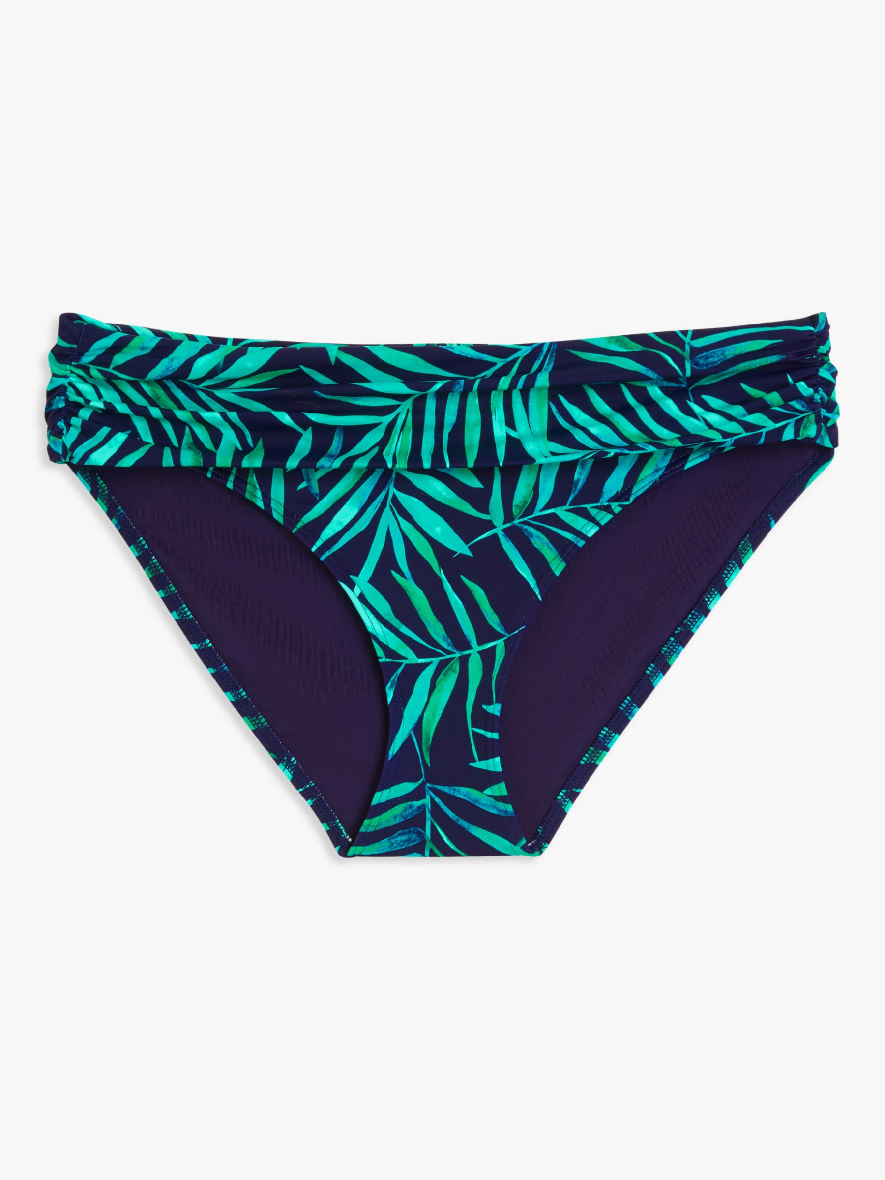 John Lewis Nassau Leaf Print Bikini Bottoms, Navy/Green, 8