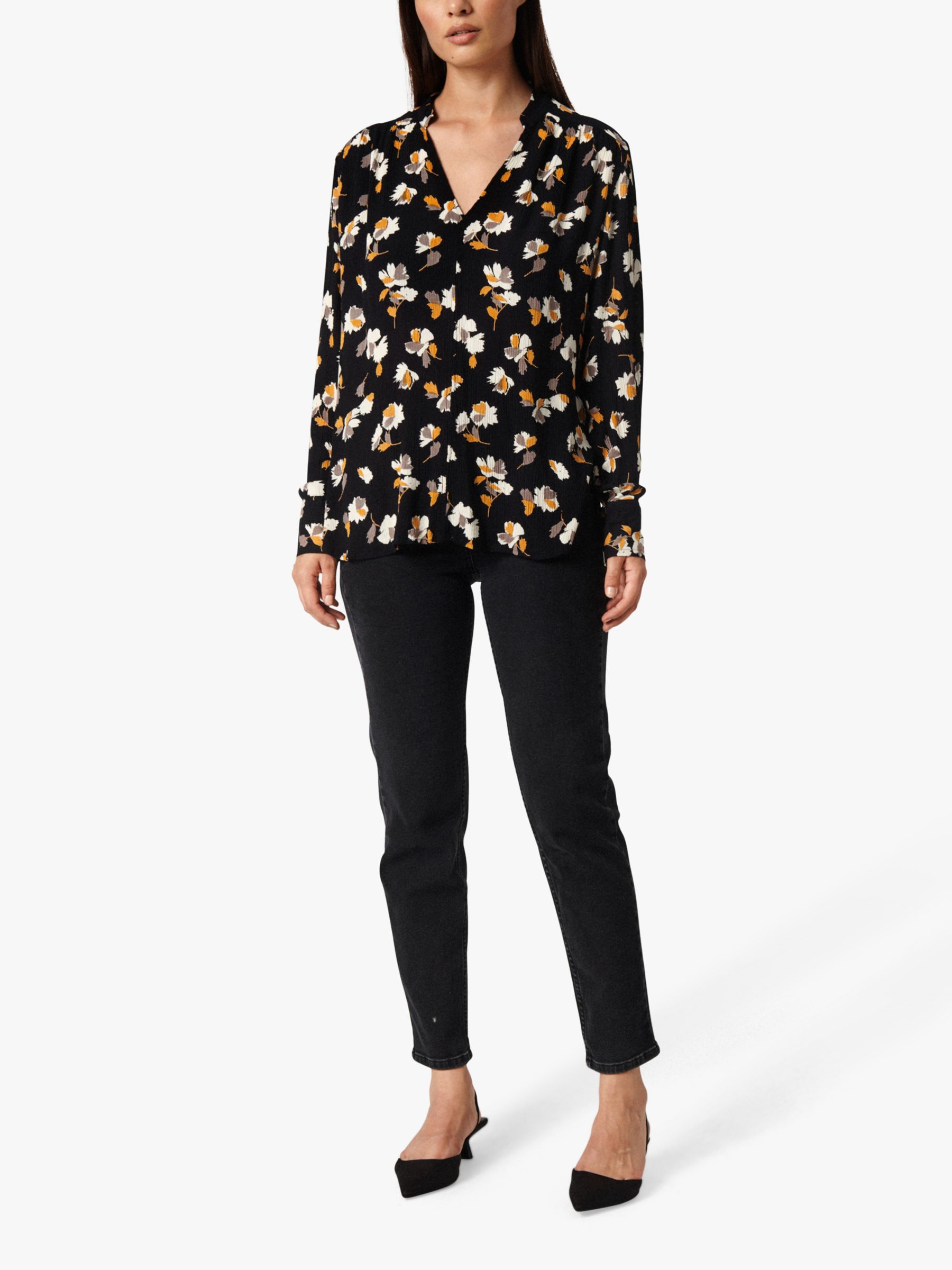 Soaked In Luxury Zaya Floral Blouse, Black Feather Flower at John Lewis ...