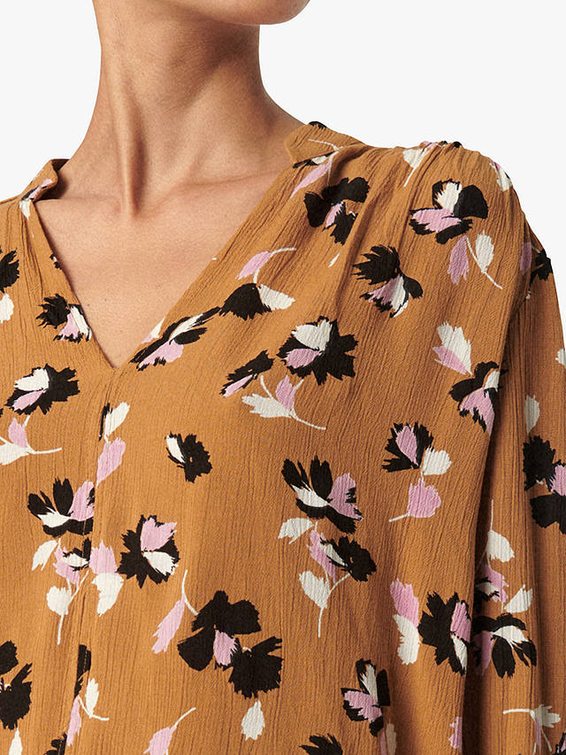 Soaked In Luxury Zaya Floral Blouse, Golden Brown Feather