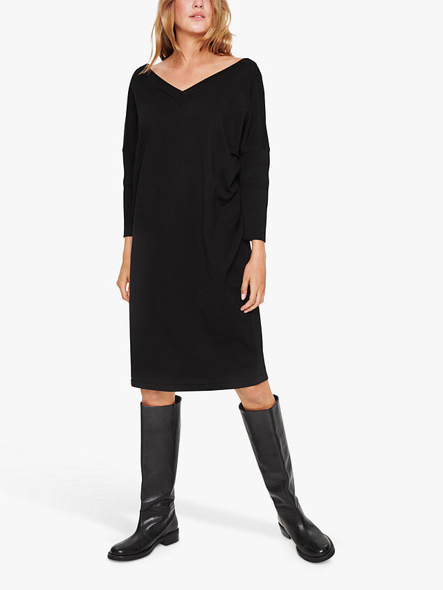 Saint Tropez Kila V-Neck Midi Dress, Black at John Lewis & Partners