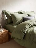 John Lewis Crisp & Fresh 200 Thread Count Easy Care Organic Cotton Bedding, Myrtle Green