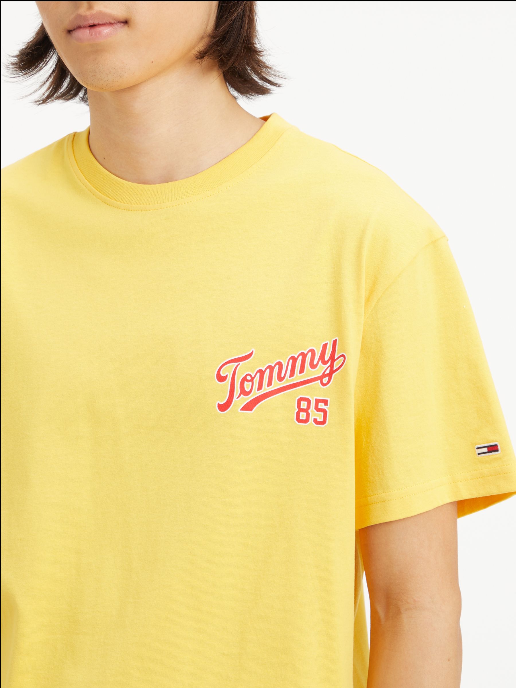 Tommy Jeans Organic T-Shirt, 85 Cotton John Yellow Partners Lewis Logo College at Warm 