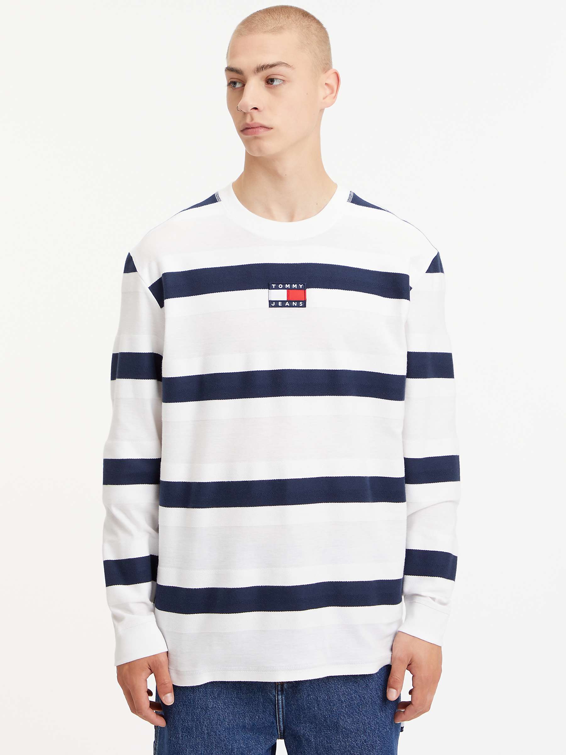 Tommy Jeans Stripe Long Sleeve T-Shirt, Twilight Navy At John Lewis &  Partners