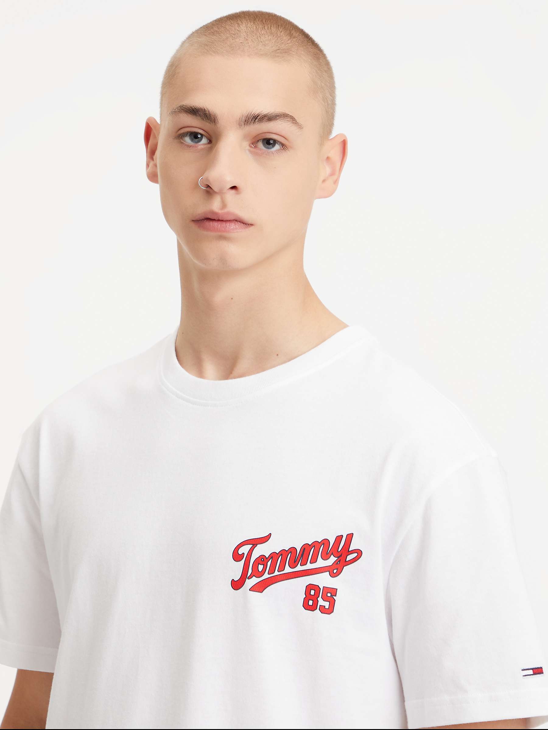 Remission why not brain Tommy Jeans Organic Cotton College 85 Logo T-Shirt, White at John Lewis &  Partners