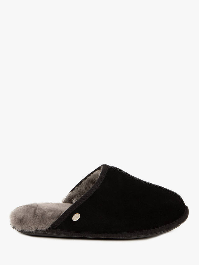 Just Sheepskin Donmar Sheepskin Mule Slippers, Black/Grey