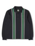 Edwin Club Stripes Long Sleeve Polo Shirt, Maritime Blue