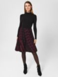 Hobbs Petite Reva Abstract Print Knitted Dress, Purple Plum