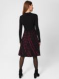 Hobbs Petite Reva Abstract Print Knitted Dress, Purple Plum