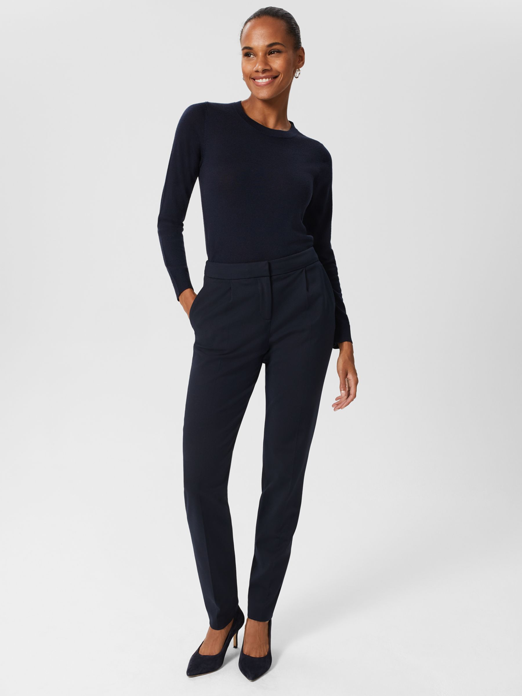 Hobbs Hollie Wool Blend Tapered Trousers, Navy