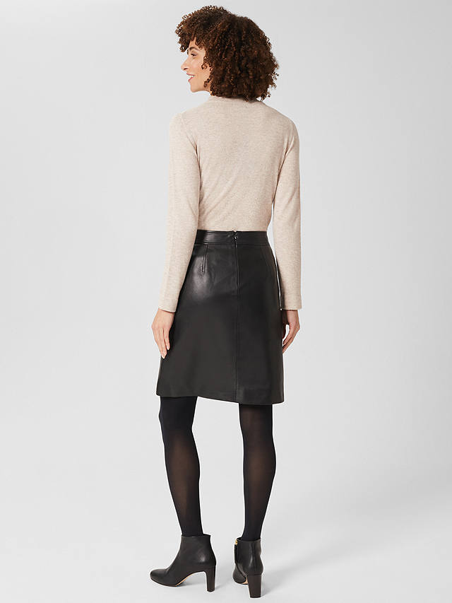 Hobbs Annalise Leather Skirt, Black
