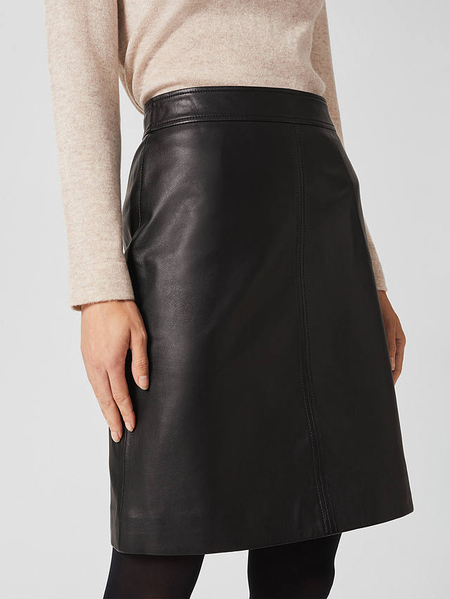 Hobbs Annalise Leather Skirt, Black