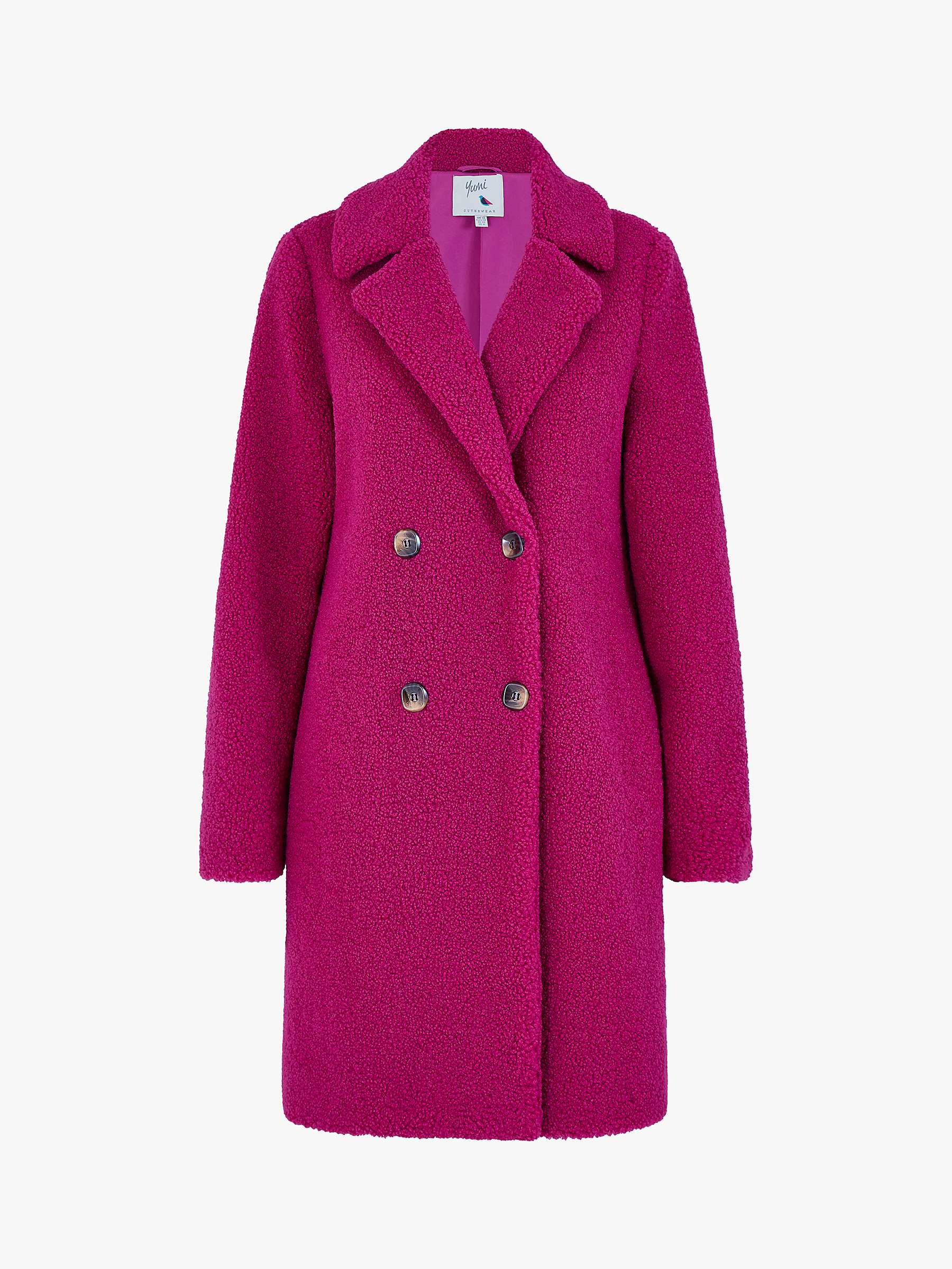Yumi Teddy Bear Coat, Pink at John Lewis & Partners