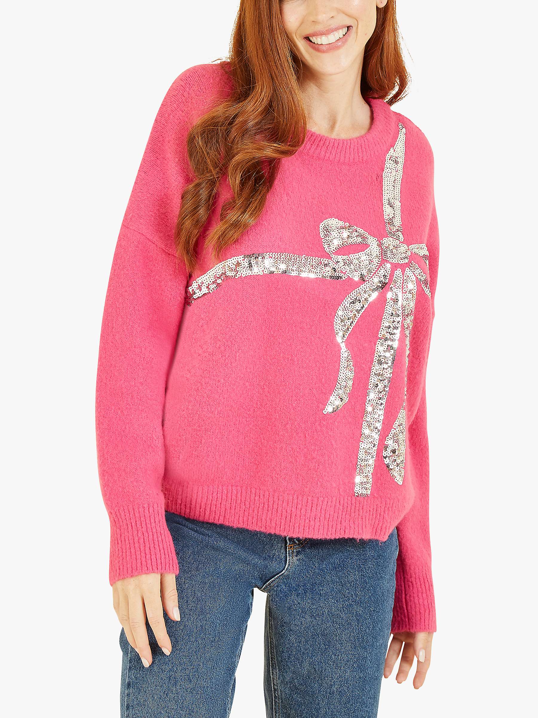 Buy Yumi Large Sequin Bow Knitted Jumper Online at johnlewis.com