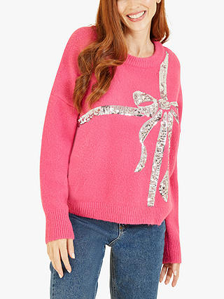 Yumi Large Sequin Bow Knitted Jumper