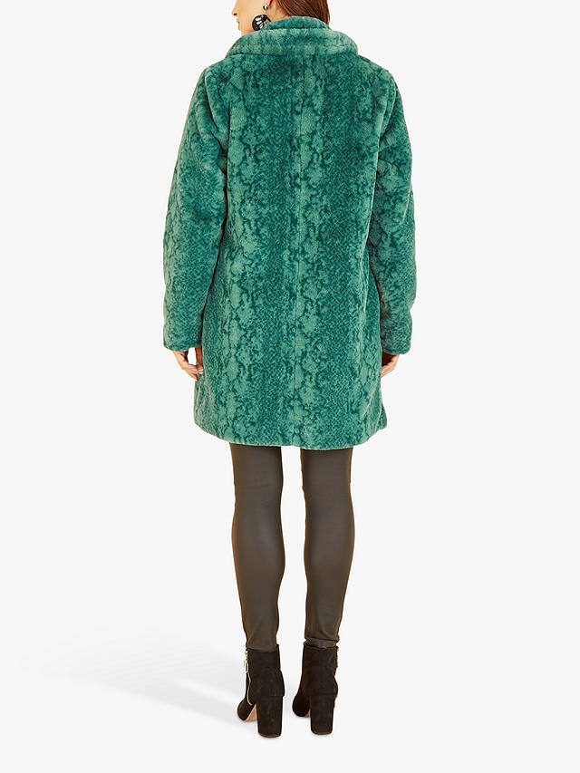 Yumi Snakeskin Print Faux Fur Coat