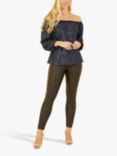 Yumi Sequin Bardot Top, Navy