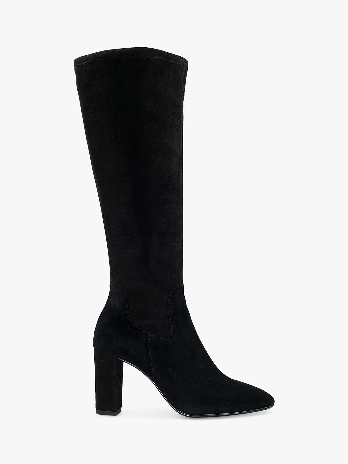 Buy Dune Siren Wide Fit Stretch Block Heel Almond Toe Boots, Black Online at johnlewis.com