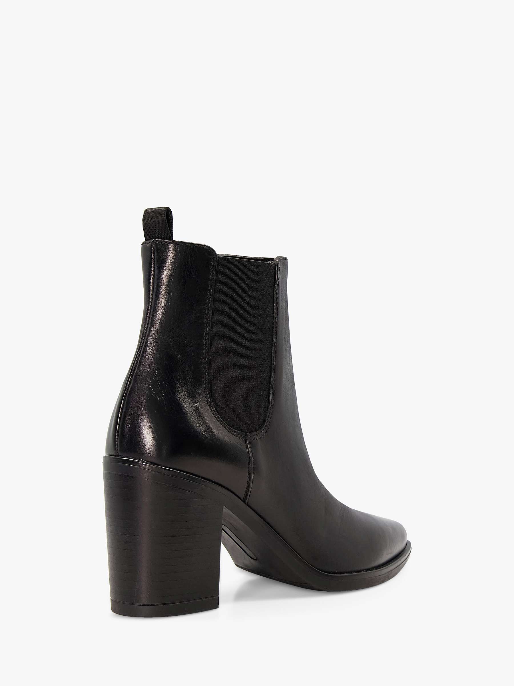 Dune Prea Leather Block Heel Ankle Boots, Black at John Lewis & Partners