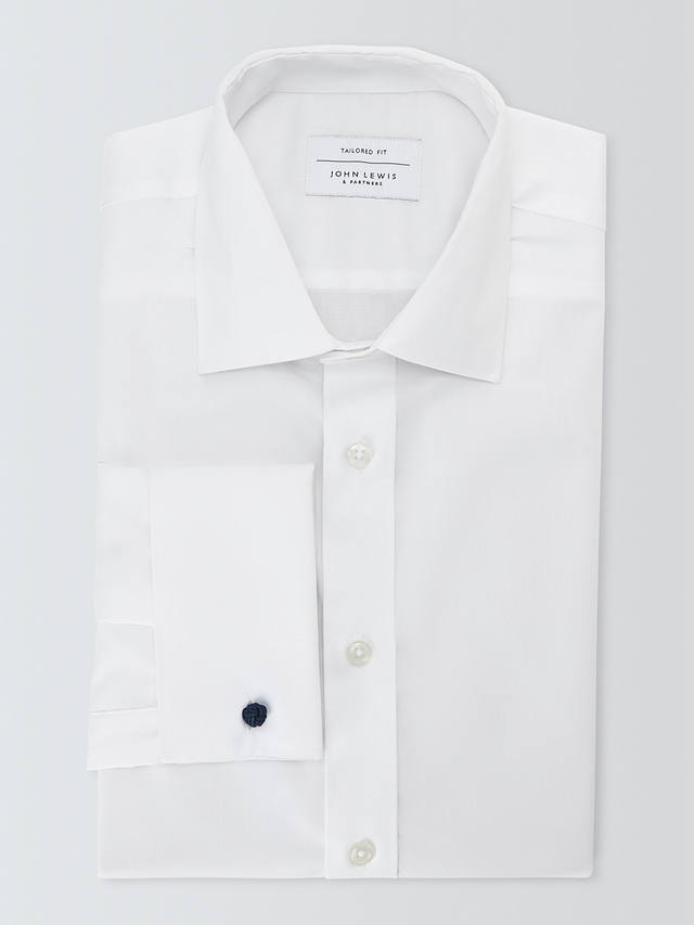 John Lewis Non Iron Twill Double Cuff Tailored Fit Shirt